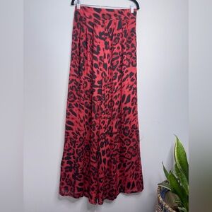 Love and Lemonade Red Leopard Wide-Leg Pant Boho Hippie | Size Large